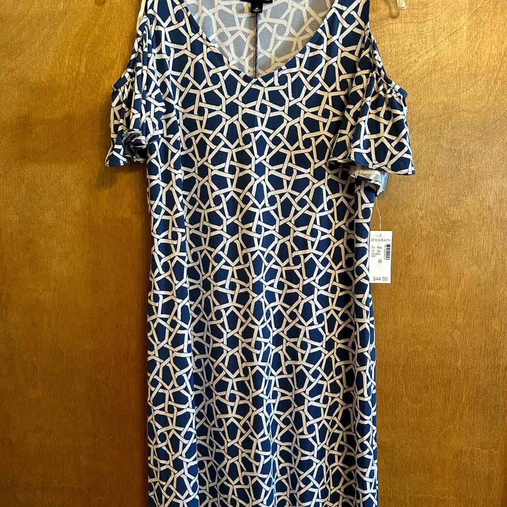 Chic Blue and White Patterned Dress Size M